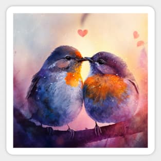 Cute Robins embrace each other in love- valentines day gift Sticker
